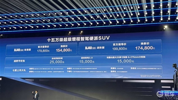 北京越野BJ40增程版SUV上市，配置升级