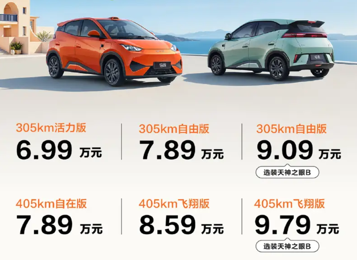 双雨刮安排,可选激光雷达26款比亚迪海鸥售6.99万元起
